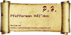 Pfefferman Hódos névjegykártya